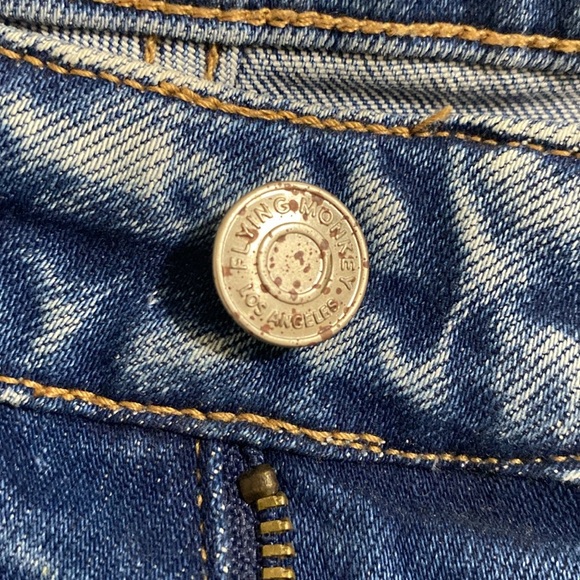 Flying Monkey High Rise Blue Jeans women 22 Distressed festival Y2K boho retro - Picture 14 of 15